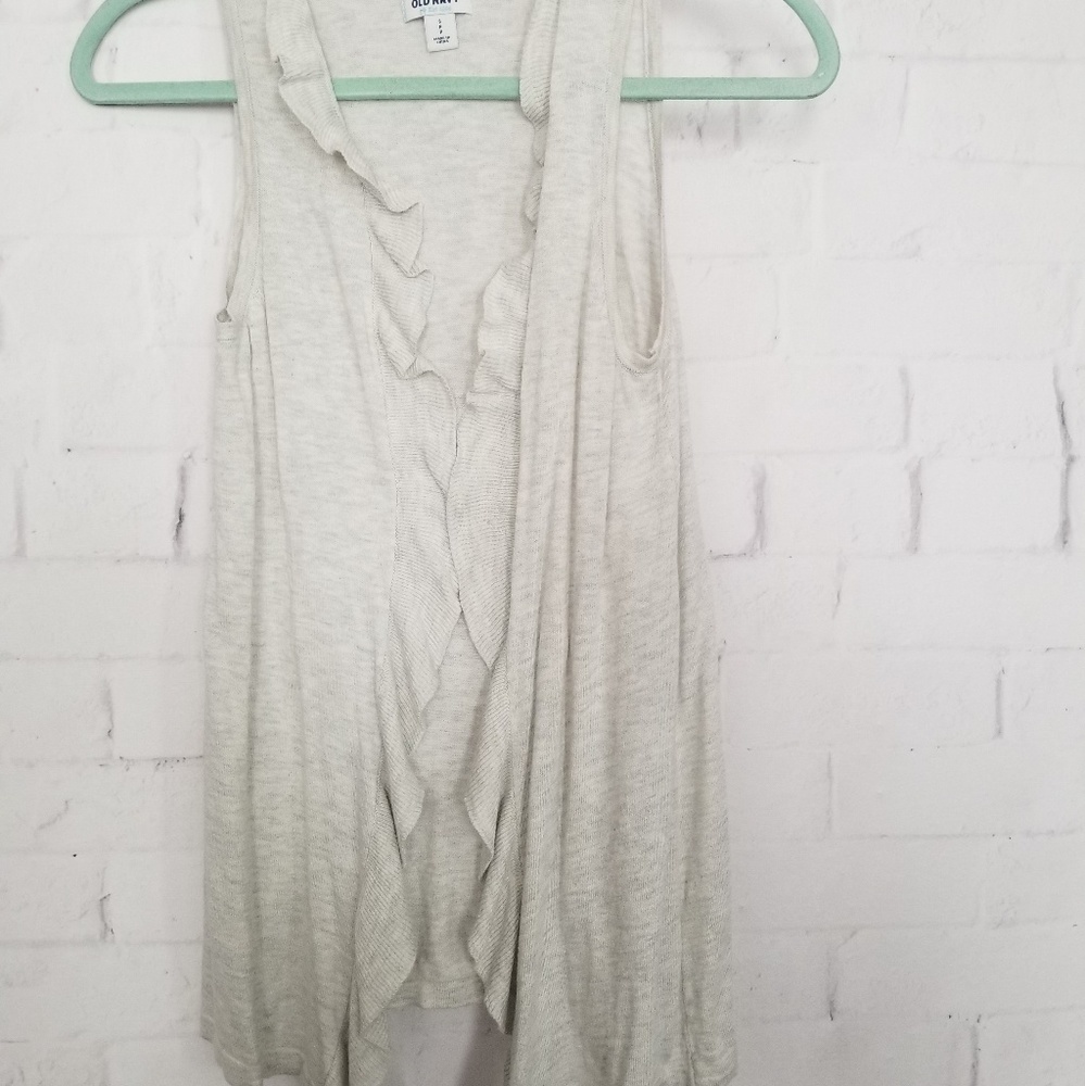 Old navy sleeveless ruffled cartigan size small